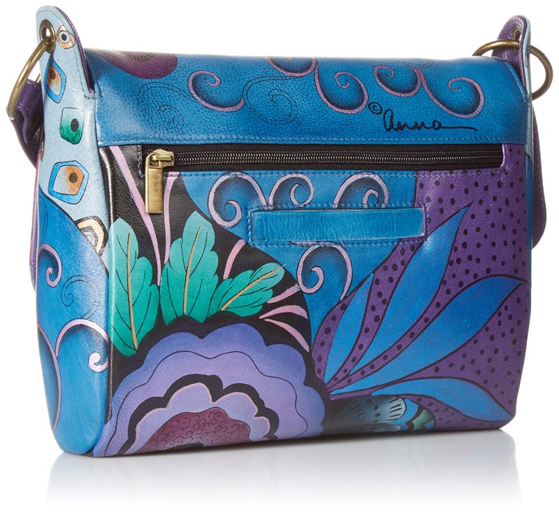 Anna by Anuschka Womenâ€™s Genuine Leather Flap-Over Medium Shoulder Bag | Hand Painted Original Artwork | Chic & Stylish Organizer | Tribal Potpourri - Image 2
